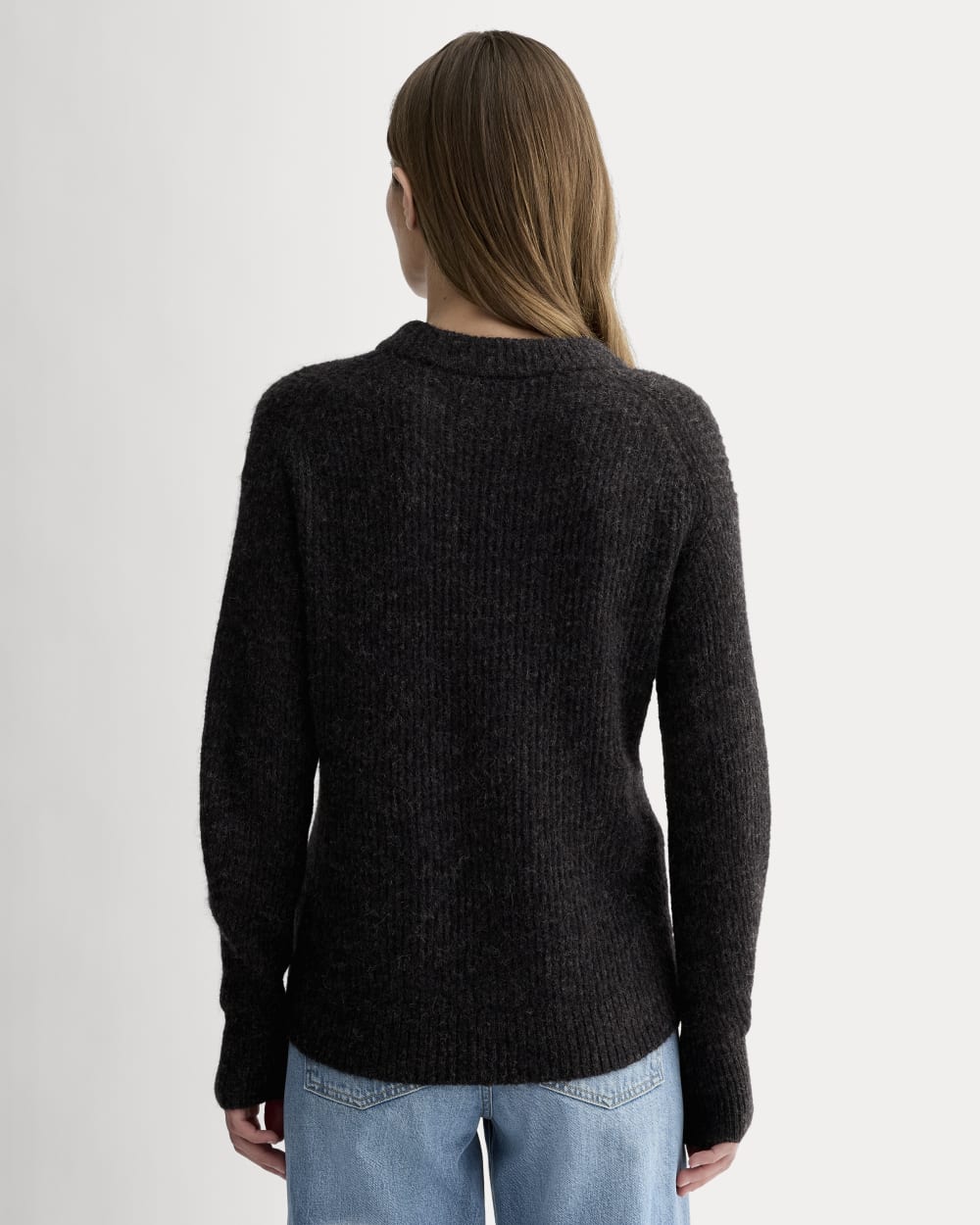The Cocoon Crew in Alpaca in Heathered Black — detail view