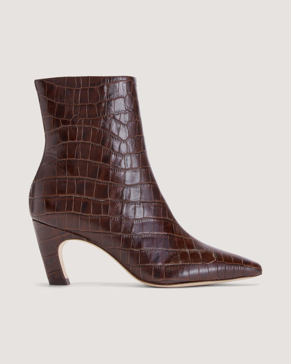 The Short Banana Boot in Brown Crocodile — front view