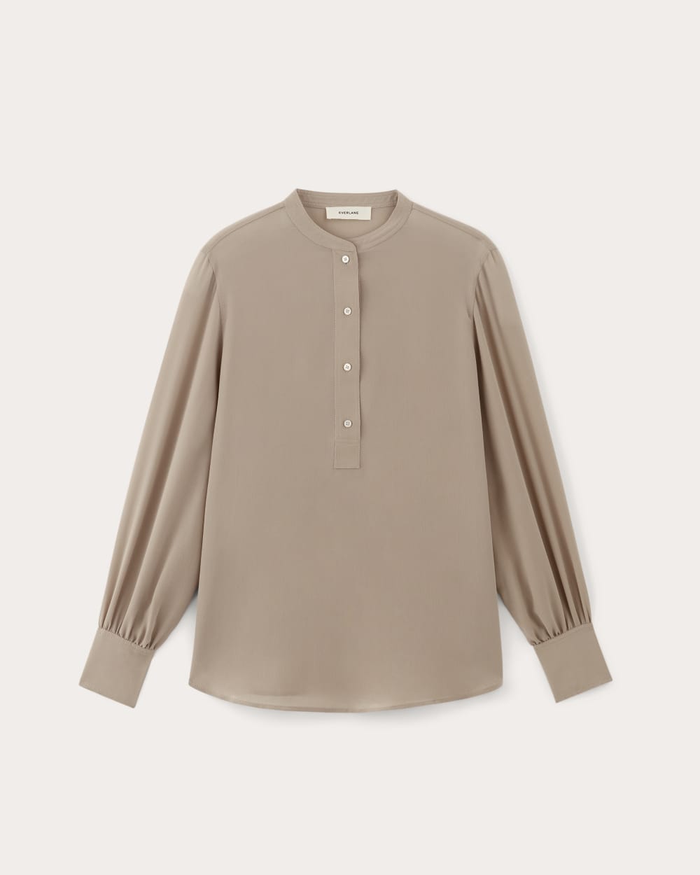 The Henley Shirt in Washable Silk in Burnt Sugar — alternate view