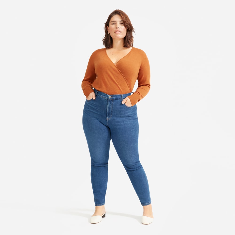 The Authentic Stretch High-Rise Skinny in Mid Blue — alternate view