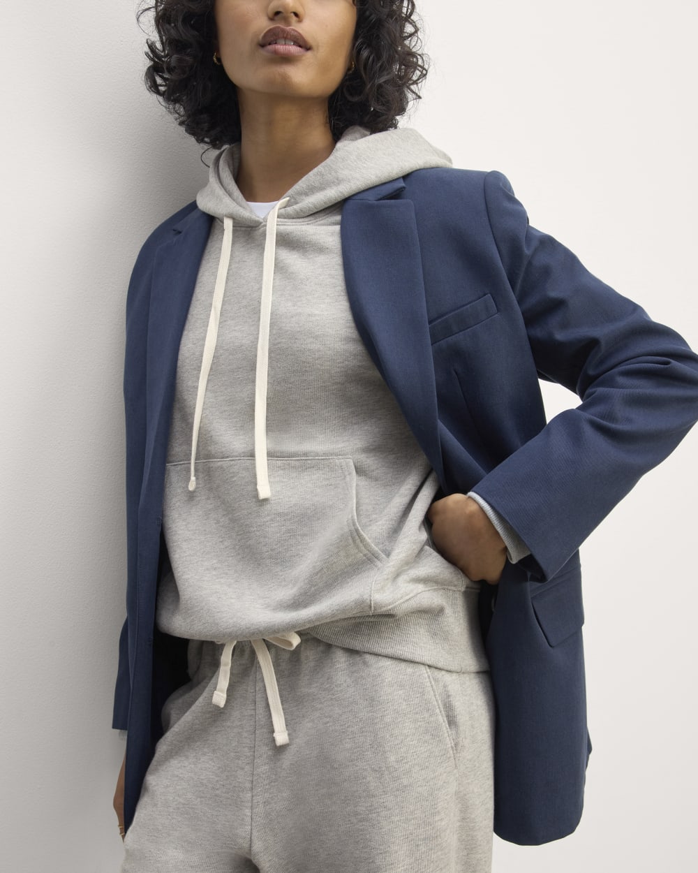 The Off-Duty Terry Hoodie in Heathered Grey — detail view
