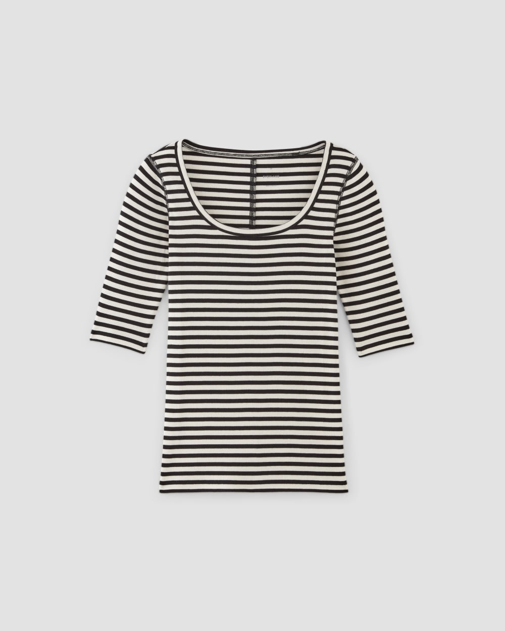 The Luxe Rib Scoop-Neck Tee in Bone / Black — alternate view