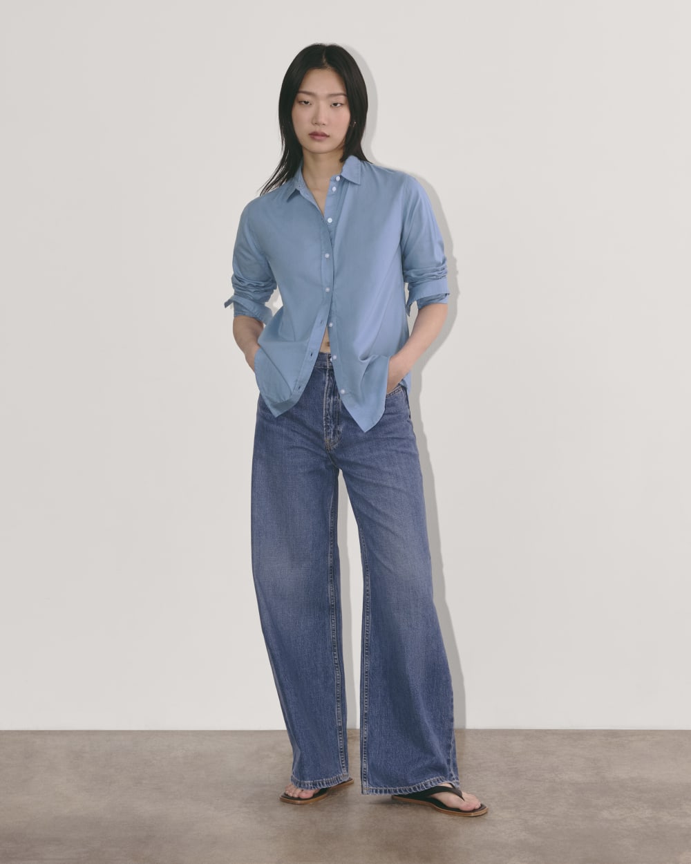 The Must-Have Shirt in Silky Cotton in Bluebell — detail view
