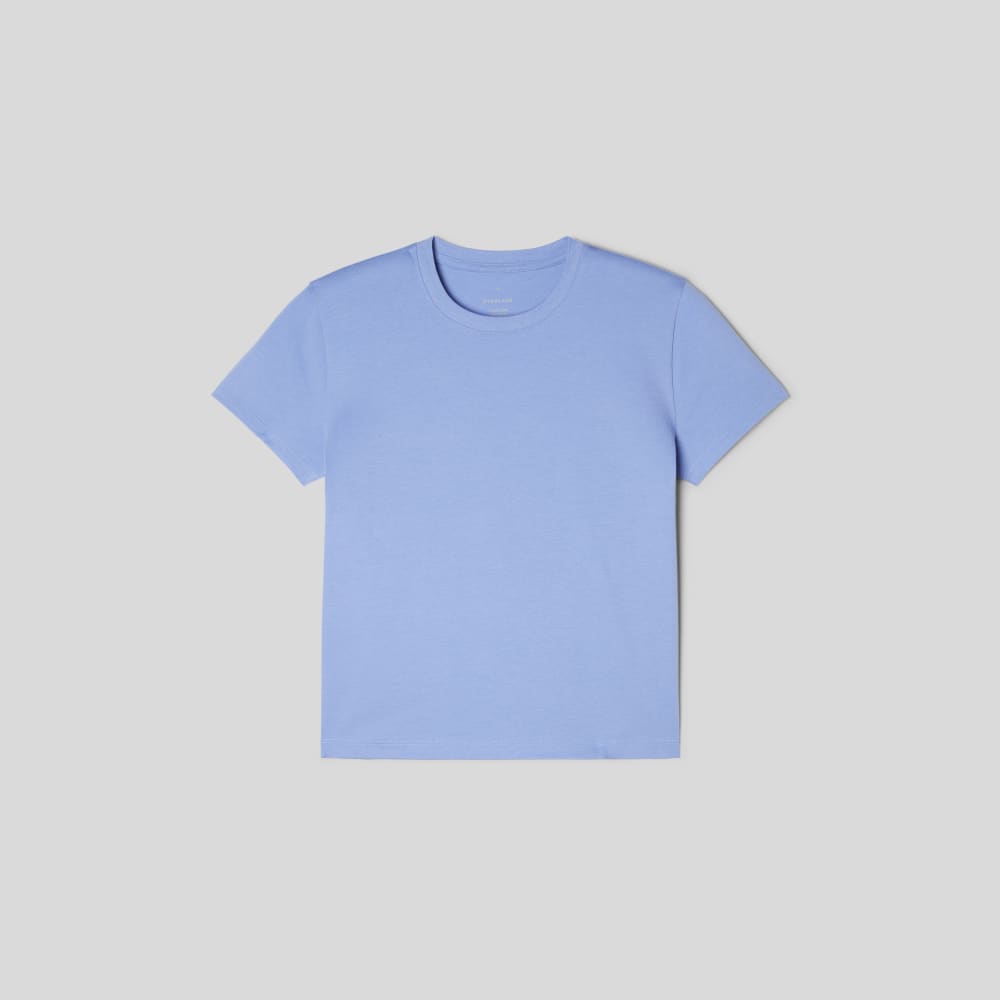 The Box-Cut Tee in Essential Cotton in Cornflower Blue — alternate view