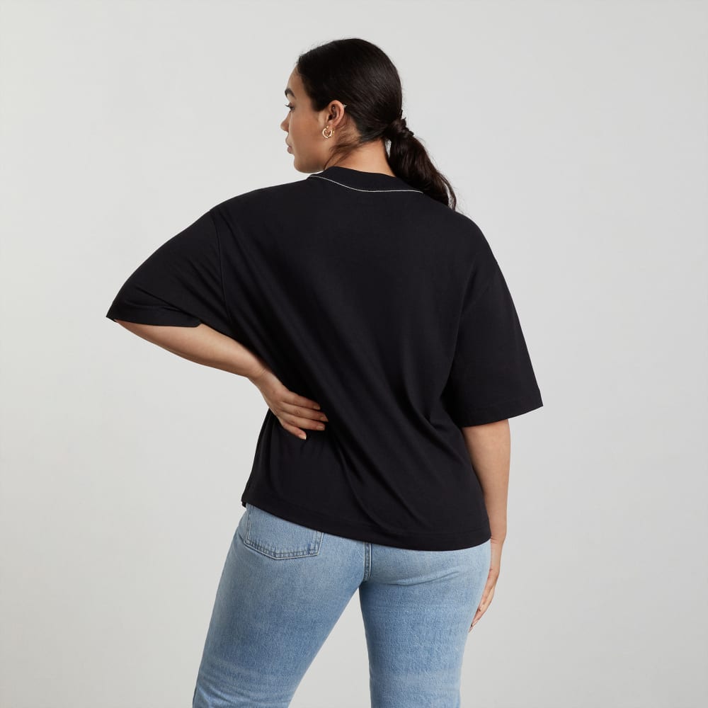 The Premium Weight Relaxed Tee in Black — detail view
