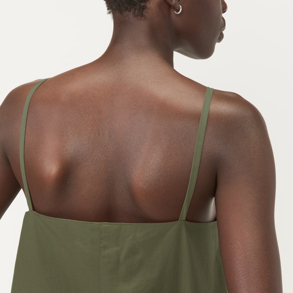 The Poplin Slip Dress in Kalamata — detail view