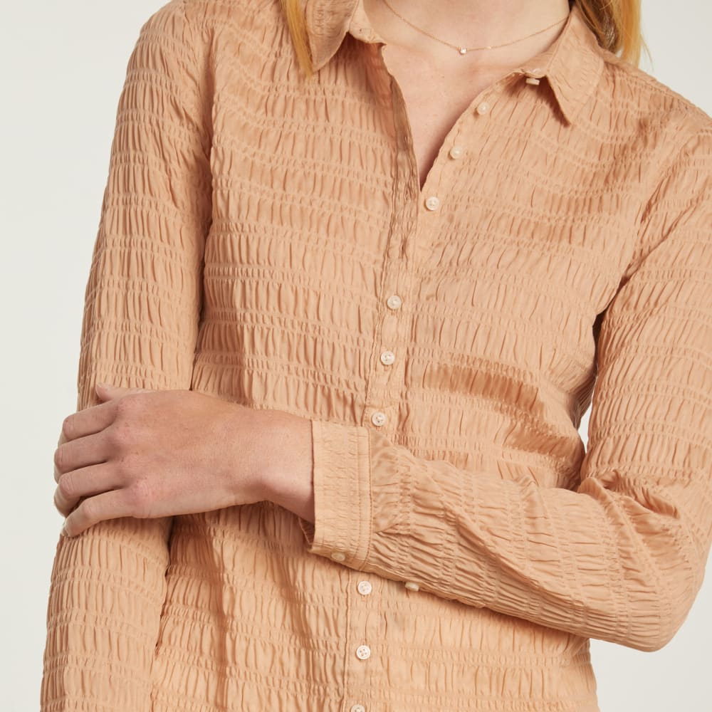 The Button Smock Top in Hazelnut — detail view