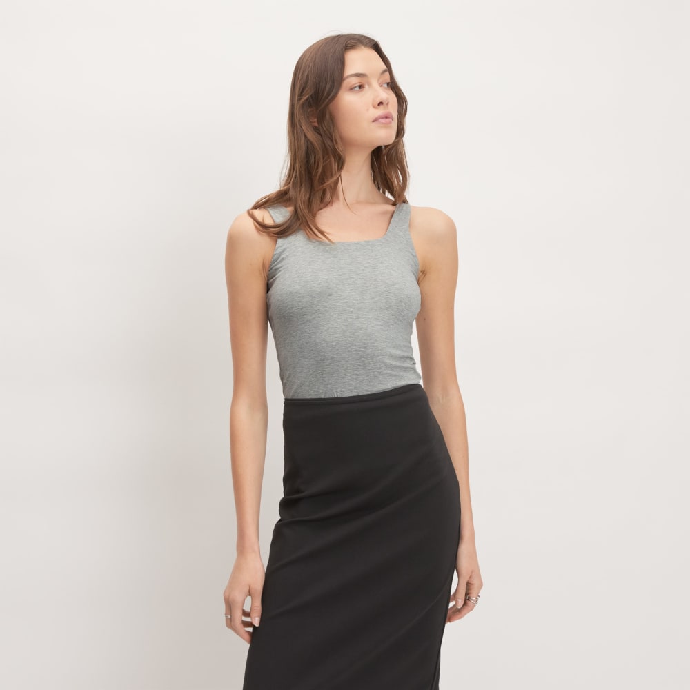 The Supima® Sleeveless Top in Heathered Grey — front view