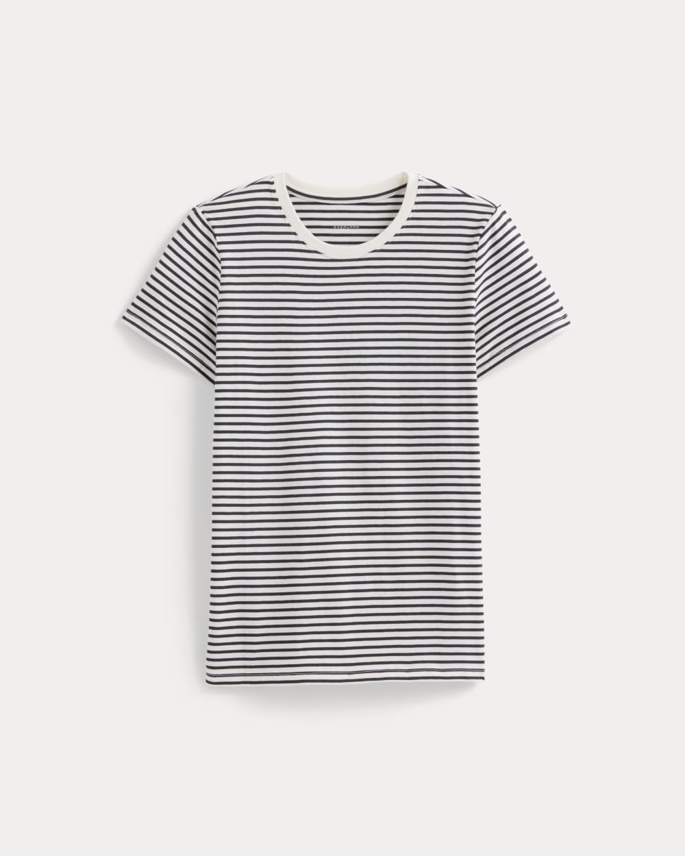 The Slim Crew in Essential Cotton in Bone / Pirate Black Stripe — alternate view
