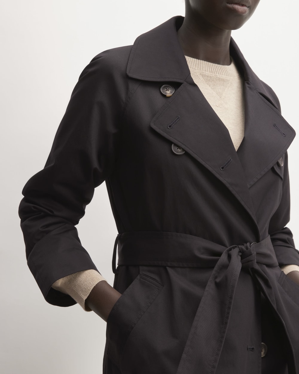The Trench Coat in Black — detail view
