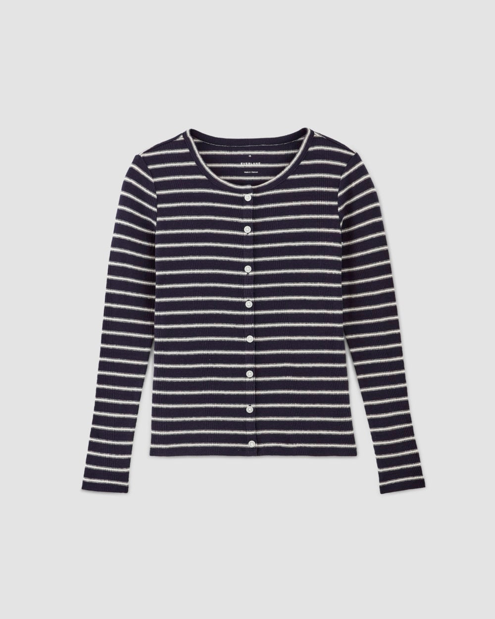 The Vintage Rib Cardigan in Navy / Bone — alternate view