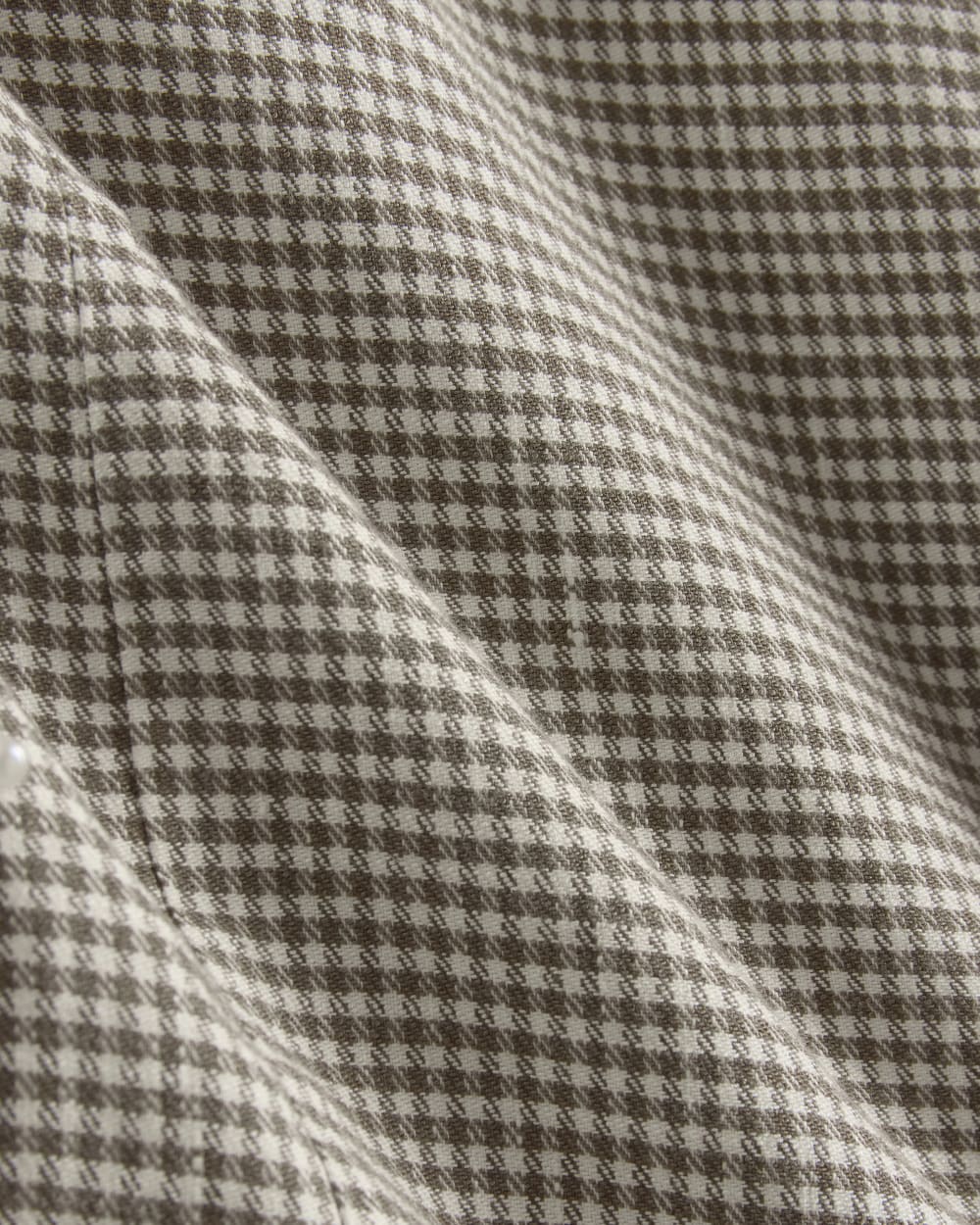The Vest in Stretch Linen in Deep Taupe Mini Gingham — detail view