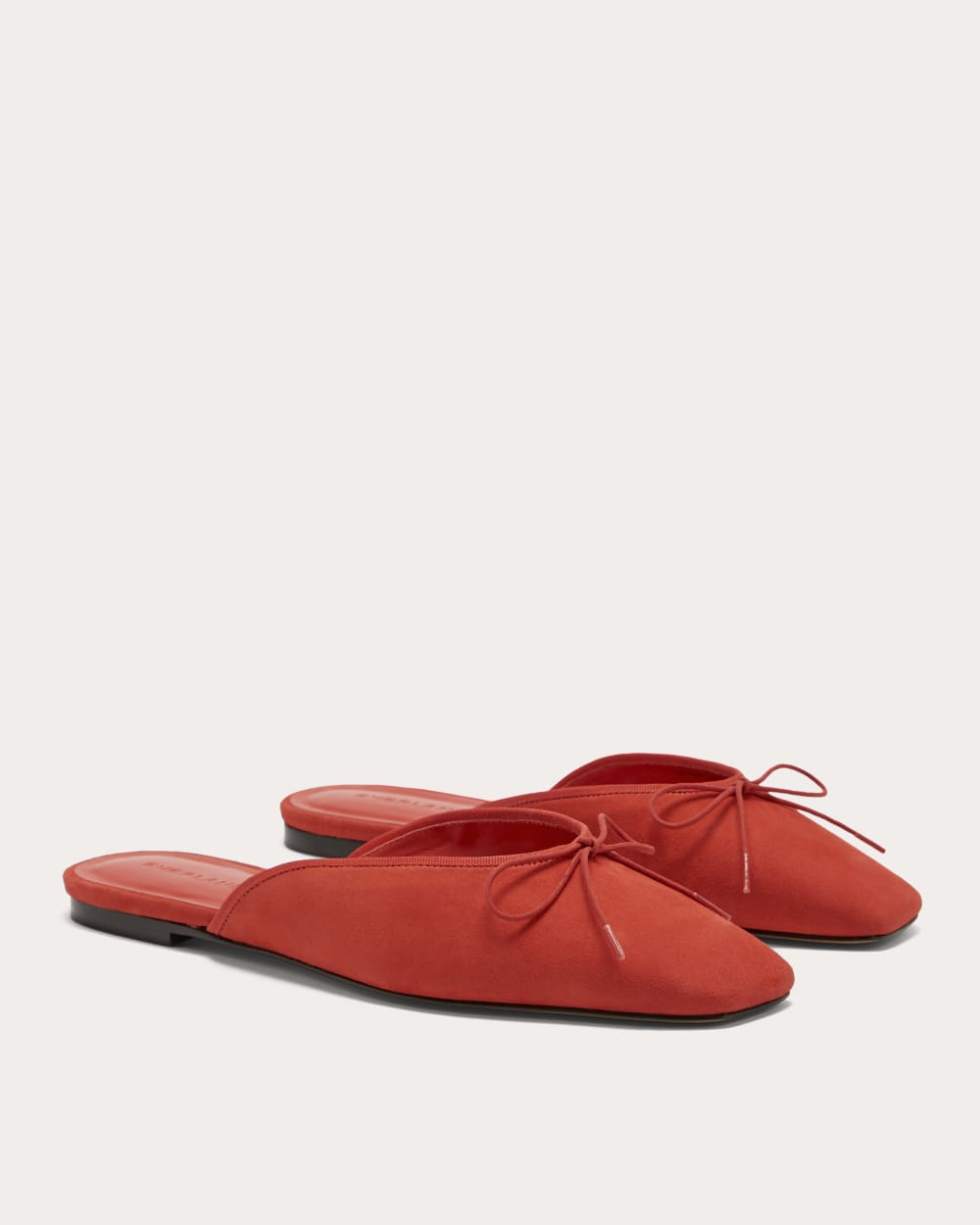 The Ballet Mule in Classic Red Suede — detail view