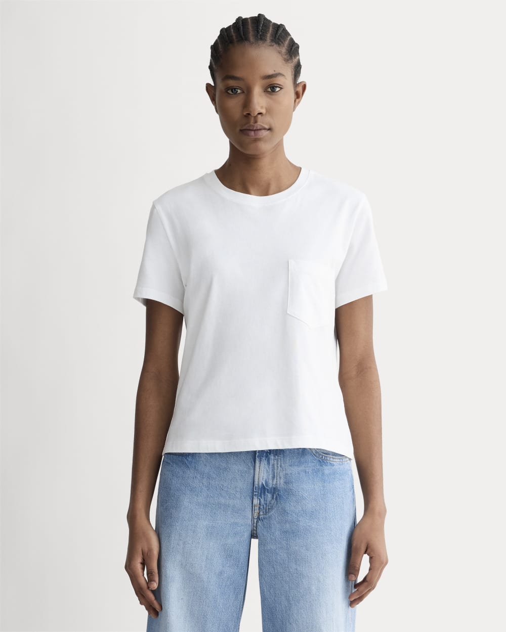 The Box-Cut Tee in Essential Cotton in White — front view