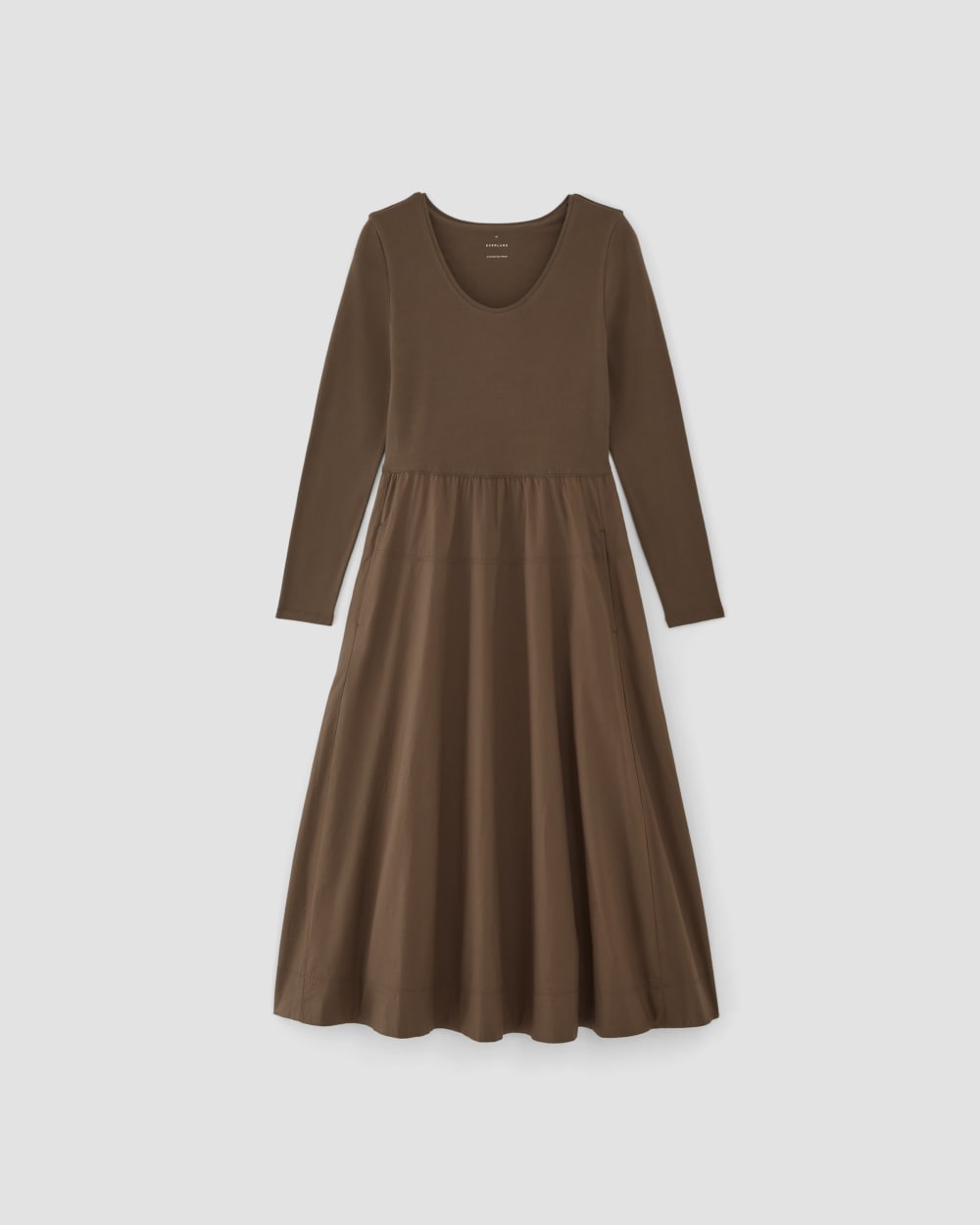 The Long-Sleeve Riviera Dress in Cocoa — alternate view