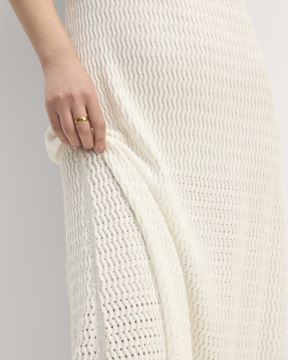 The Crochet Knit Tank Dress in Bone — detail view