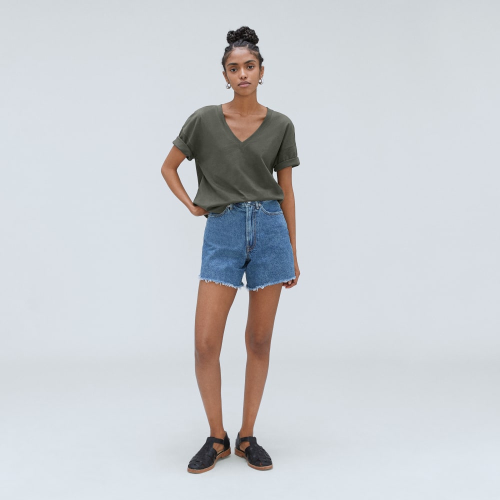 The Organic Cotton Slouchy V-Neck in Kambaba — detail view
