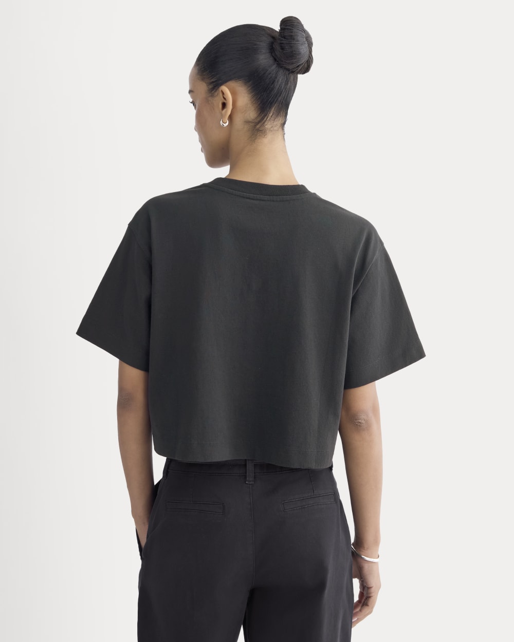 The Premium Weight Cropped Tee in Black — detail view