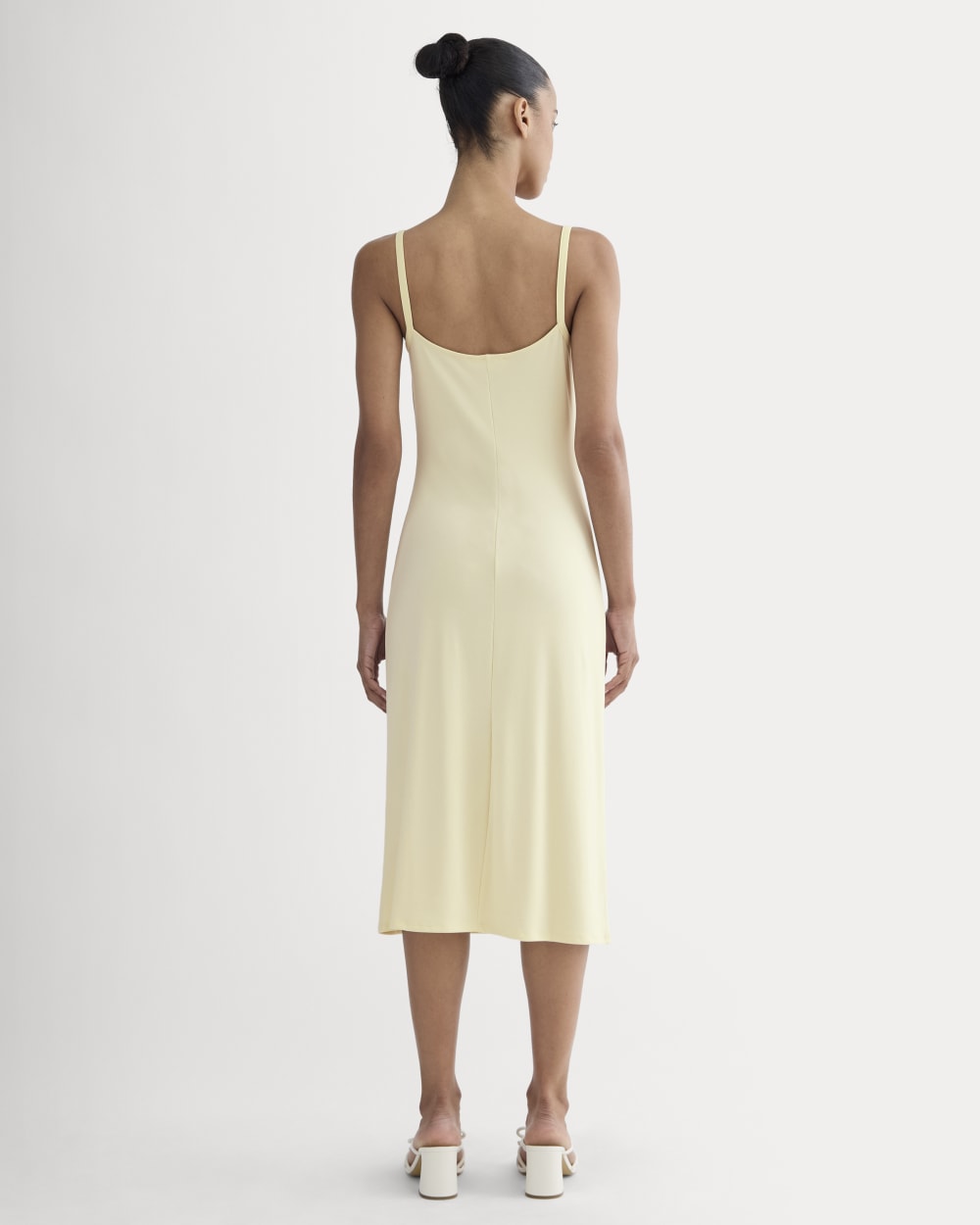 The Tank Midi Dress in Butterknit in Light Yellow — detail view