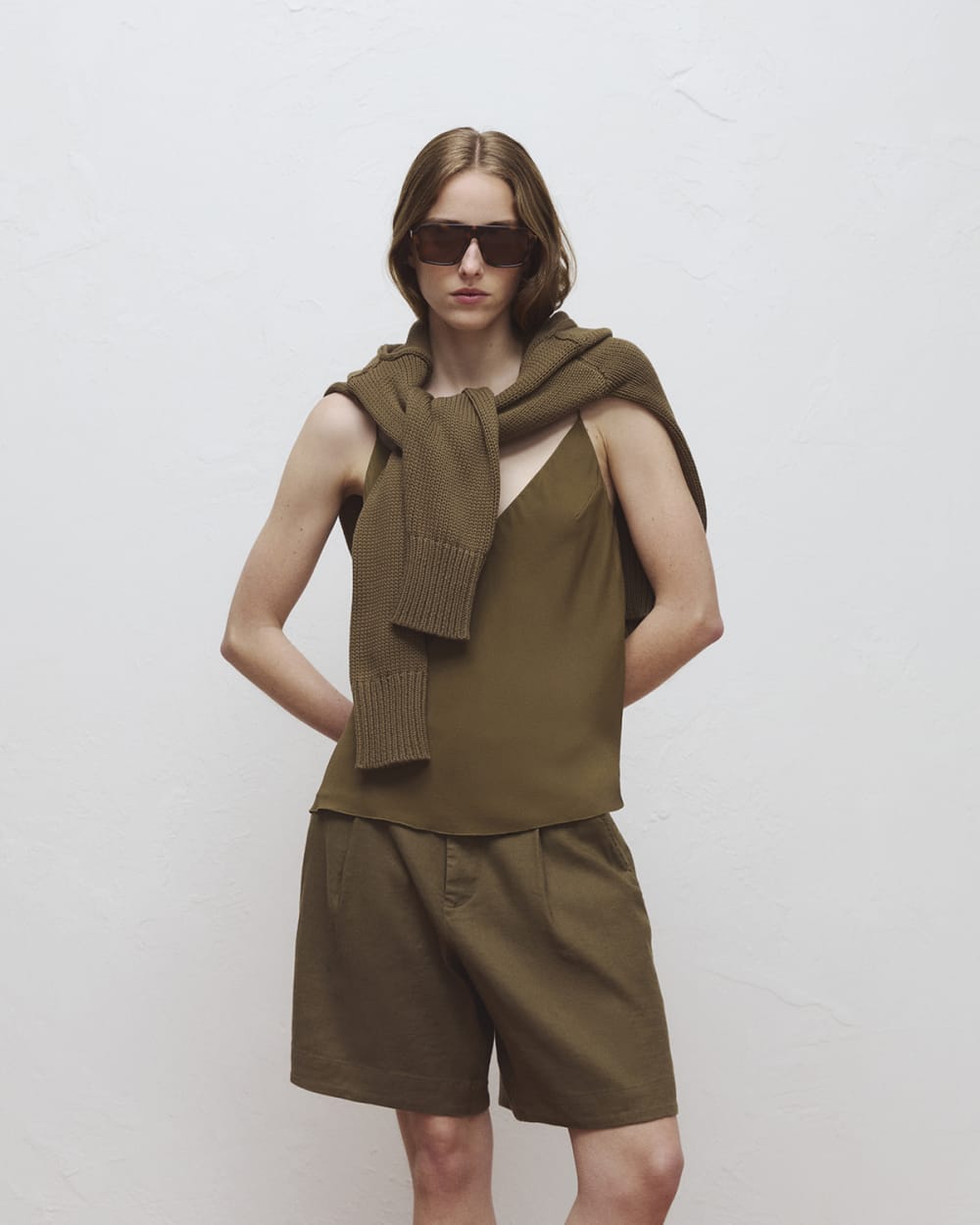 Tailored A-Line Short in Beech — detail view