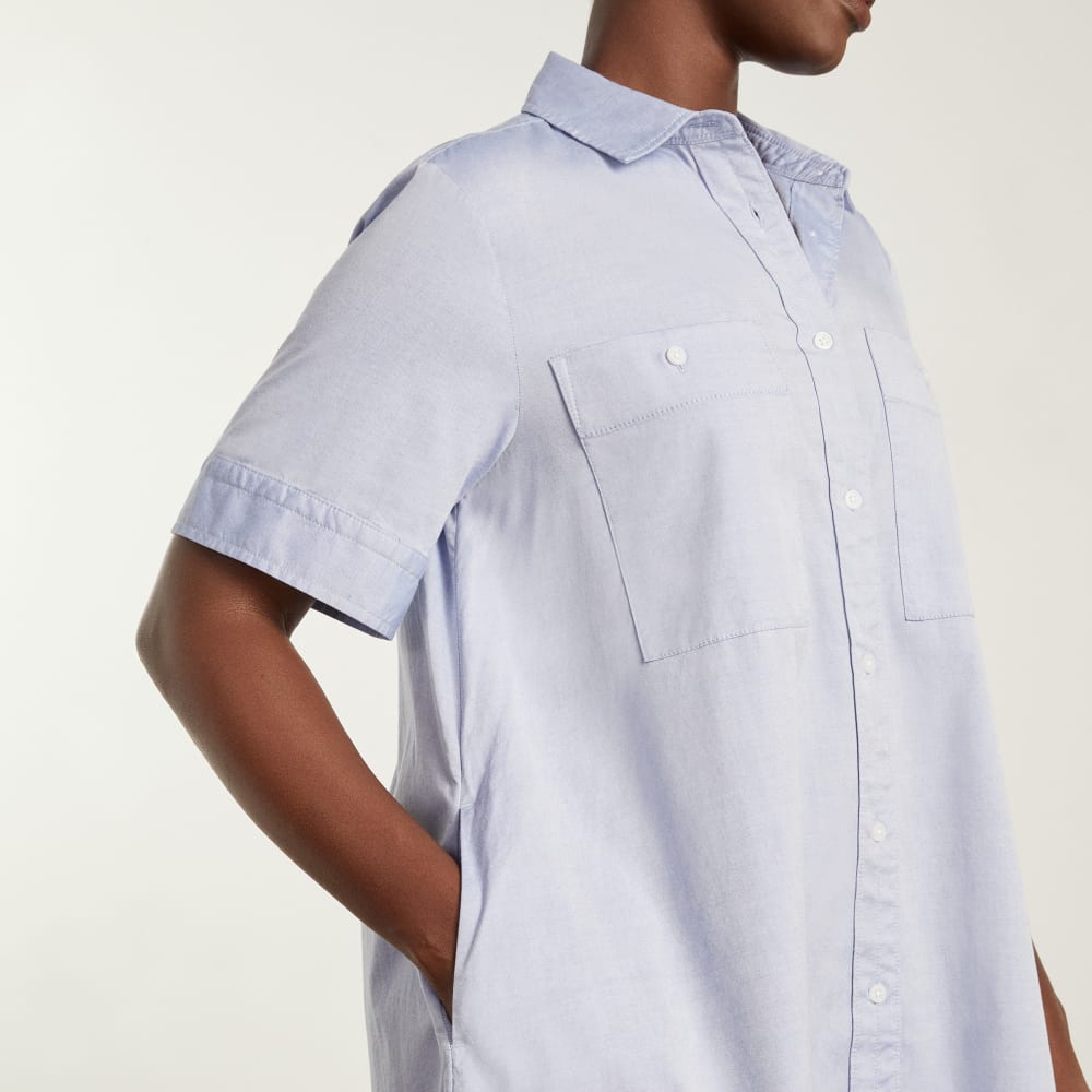 The Daytripper Dress in Slate Blue — detail view