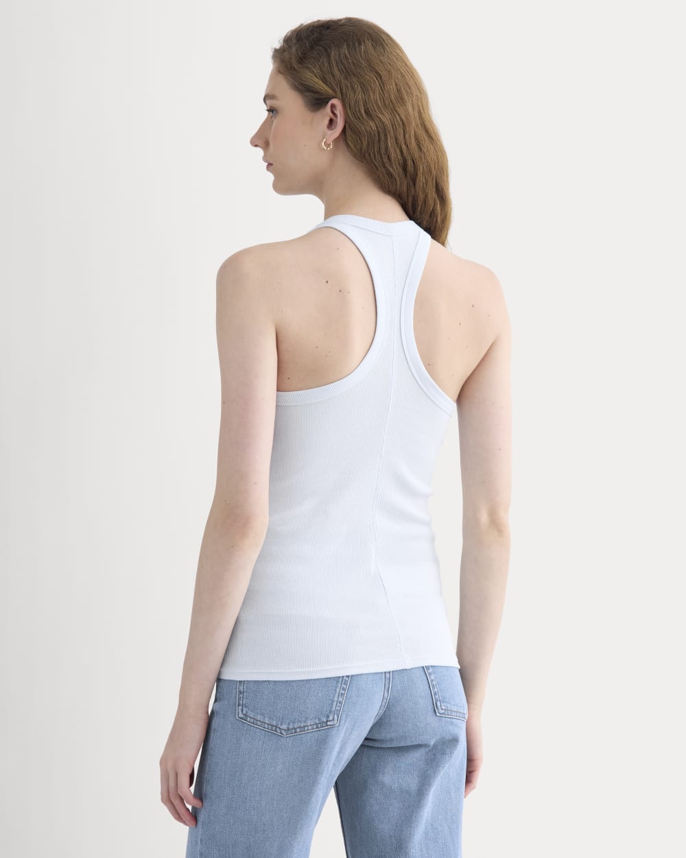 Luxe Rib Racerback Tank in Skywriting — detail view
