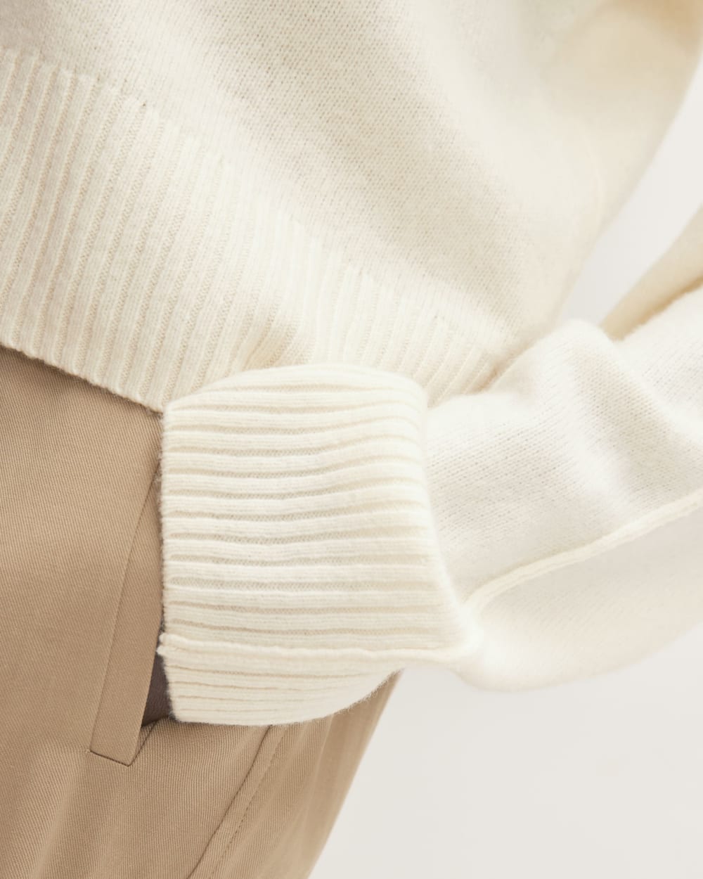 The Good Merino Wool Mockneck Sweater in Bone — detail view