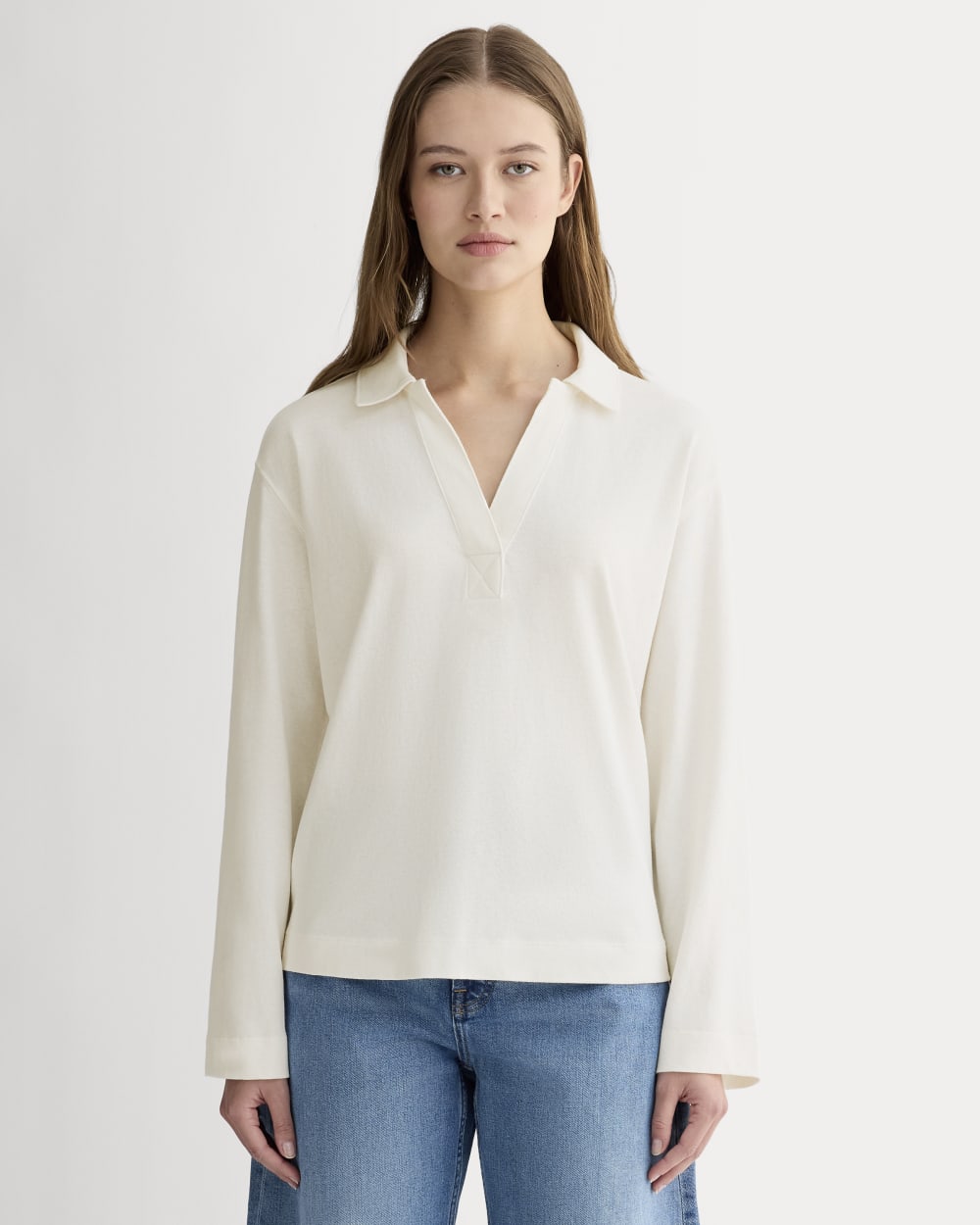 The Mariner Rugby Top in Bone — front view