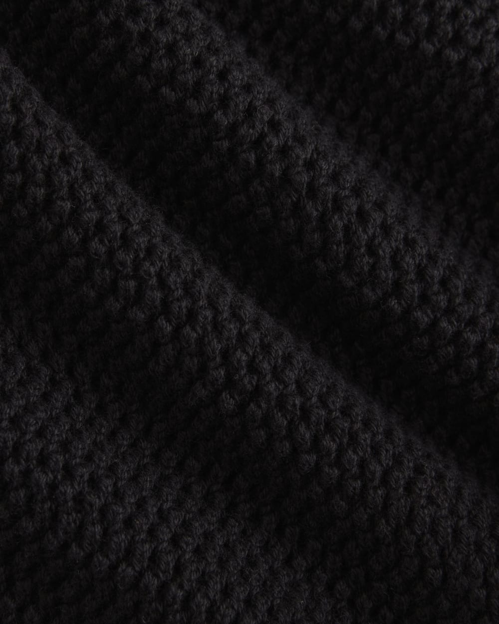 Open Knit Long-Sleeve Crew in Everyday Cotton in Black — detail view