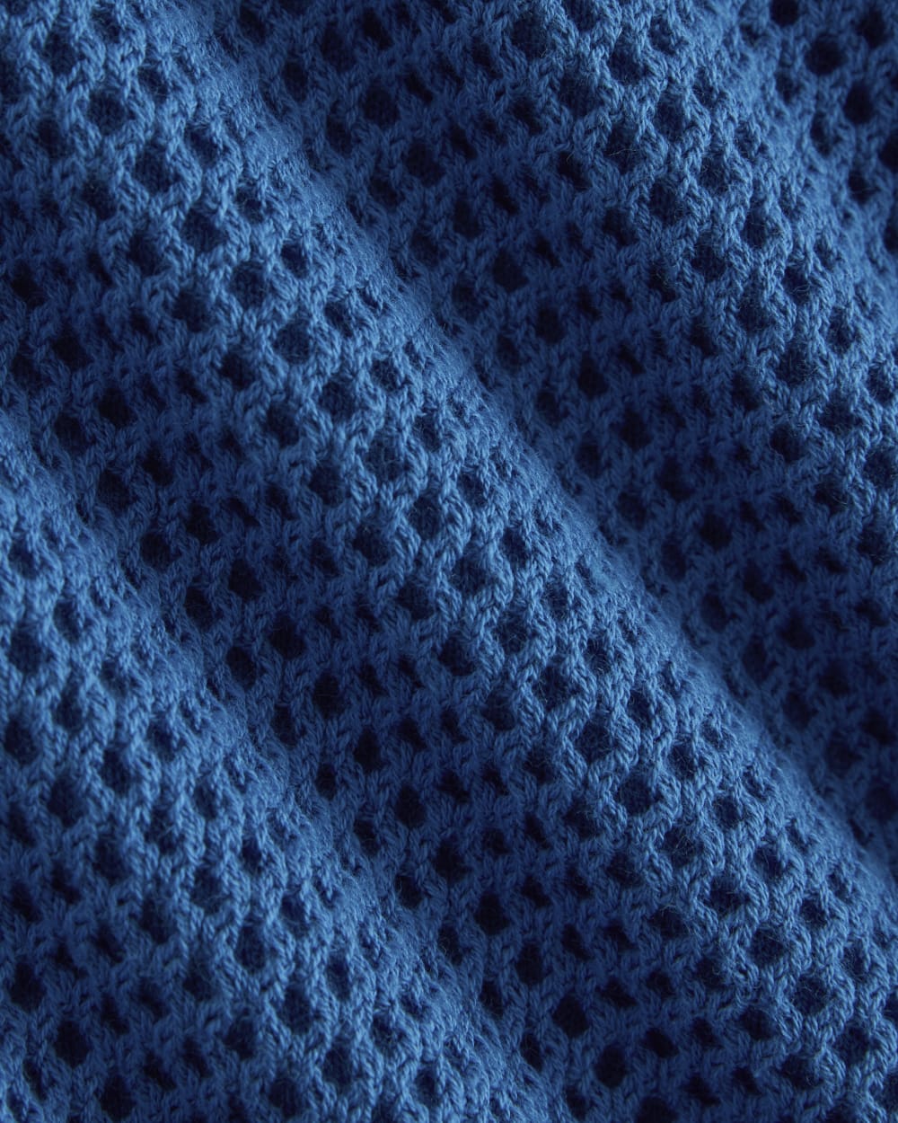 Mesh-Knit Short-Sleeve Dress in Imperial Blue — detail view