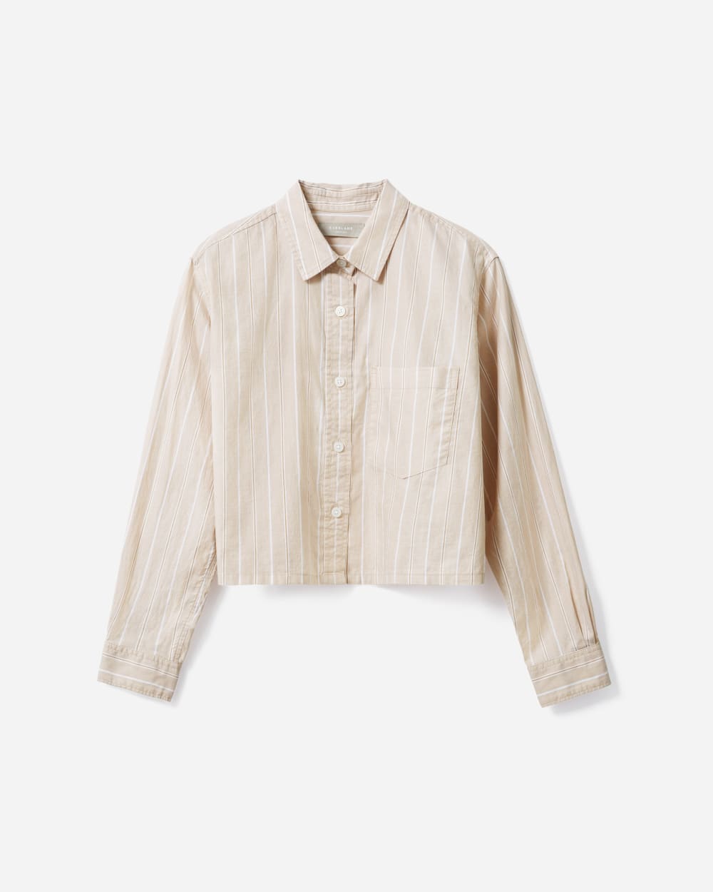 The Way-Short Shirt in Silky Cotton in Golden Brown / White — detail view