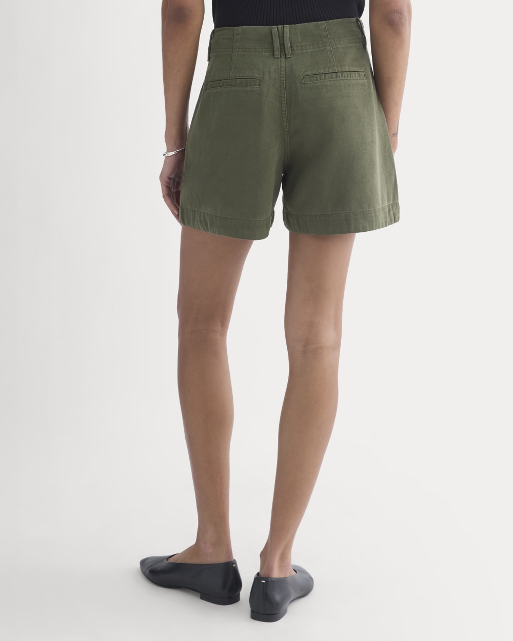 The Utility Short in Buttersoft in Olive Night — detail view
