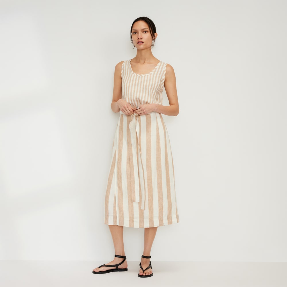 The Scoop Tank in Linen in Bone / Caramel — detail view