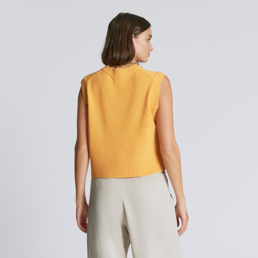 The Cashmere Vest in Kumquat — detail view