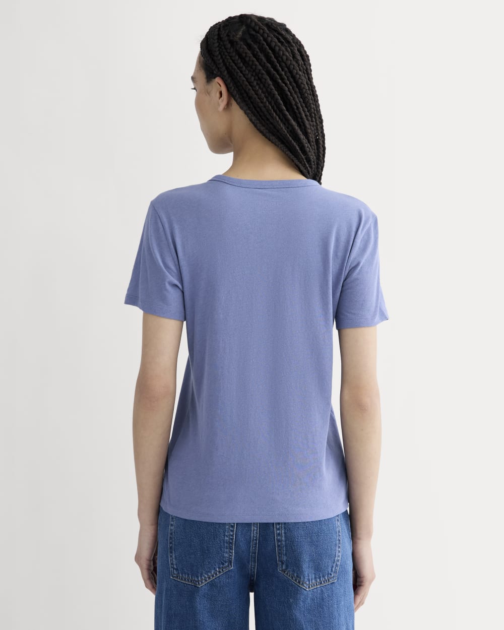 The Slim Air Tee in Blue Dusk — detail view