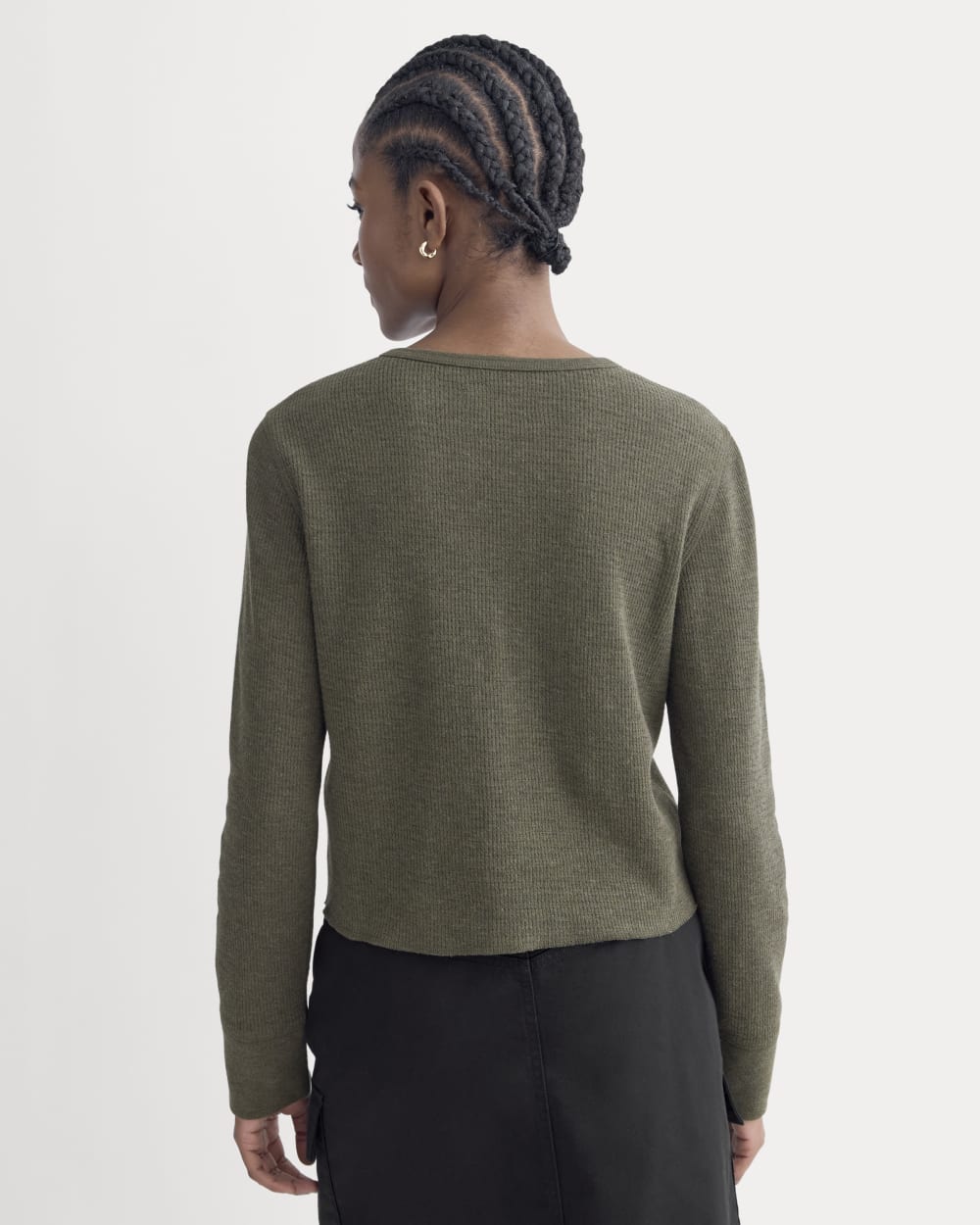 Boxy Henley in Cozy Waffle in Heather Beech — detail view