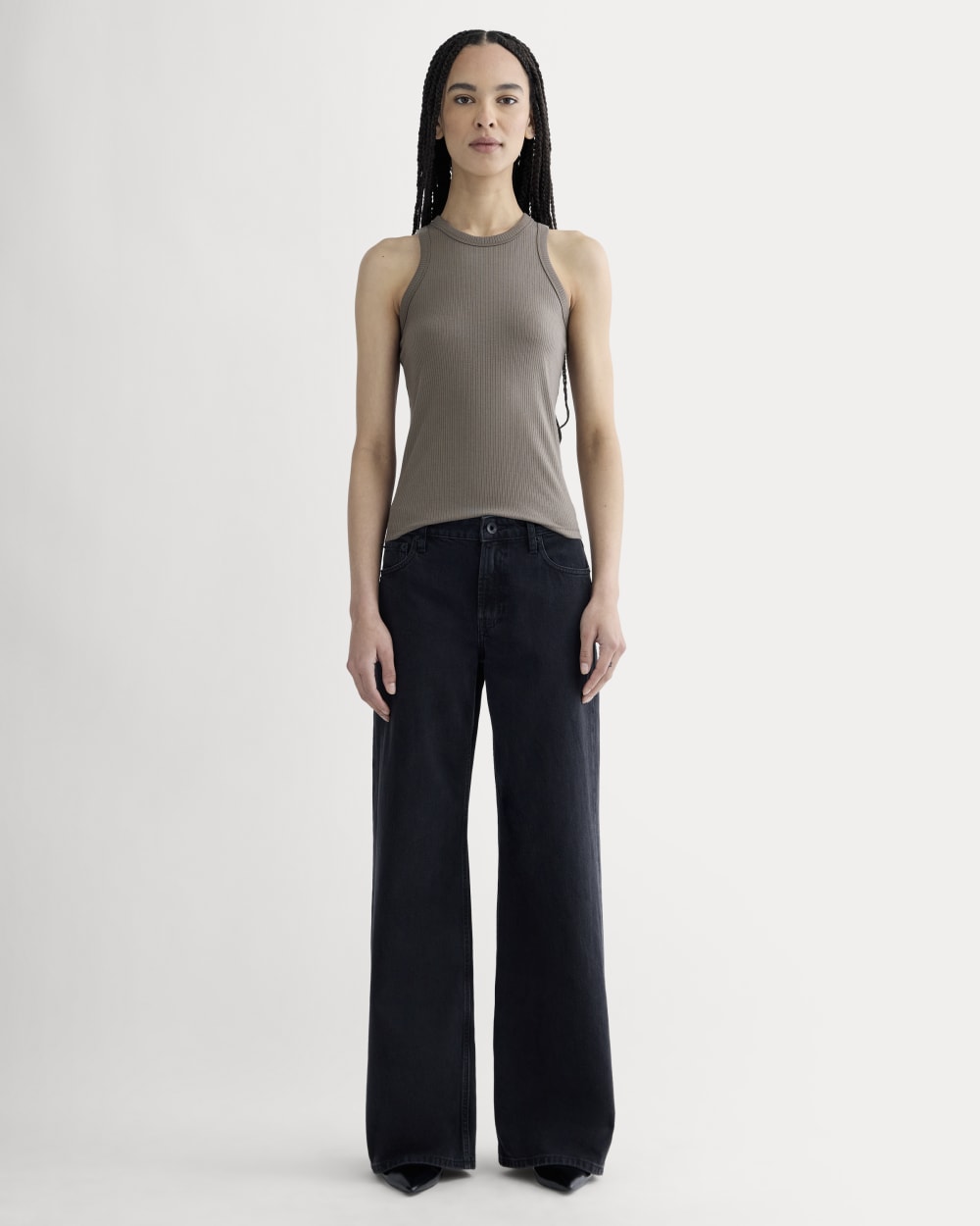 The Shimmy Cutaway Tank in Taupe — detail view