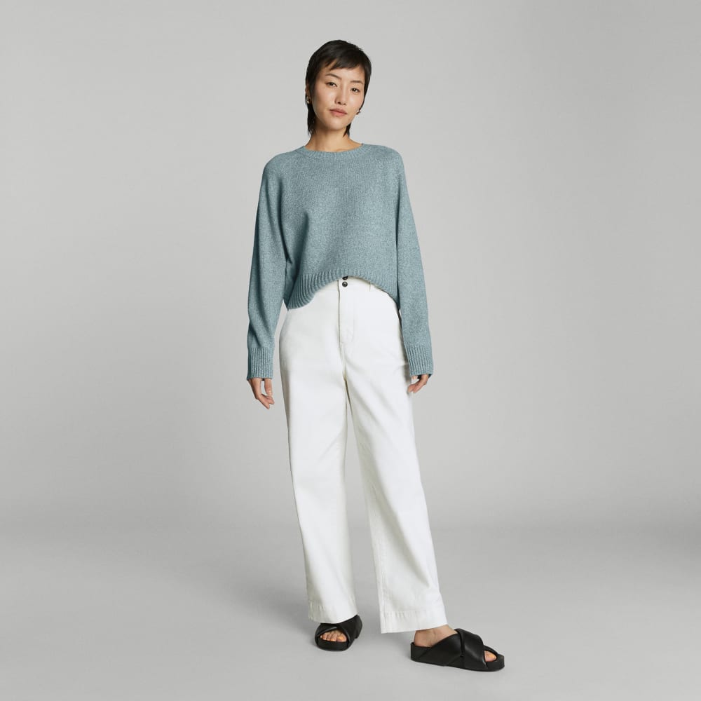 The Cashmere Boxy Crew in Spring Lake Twist — detail view