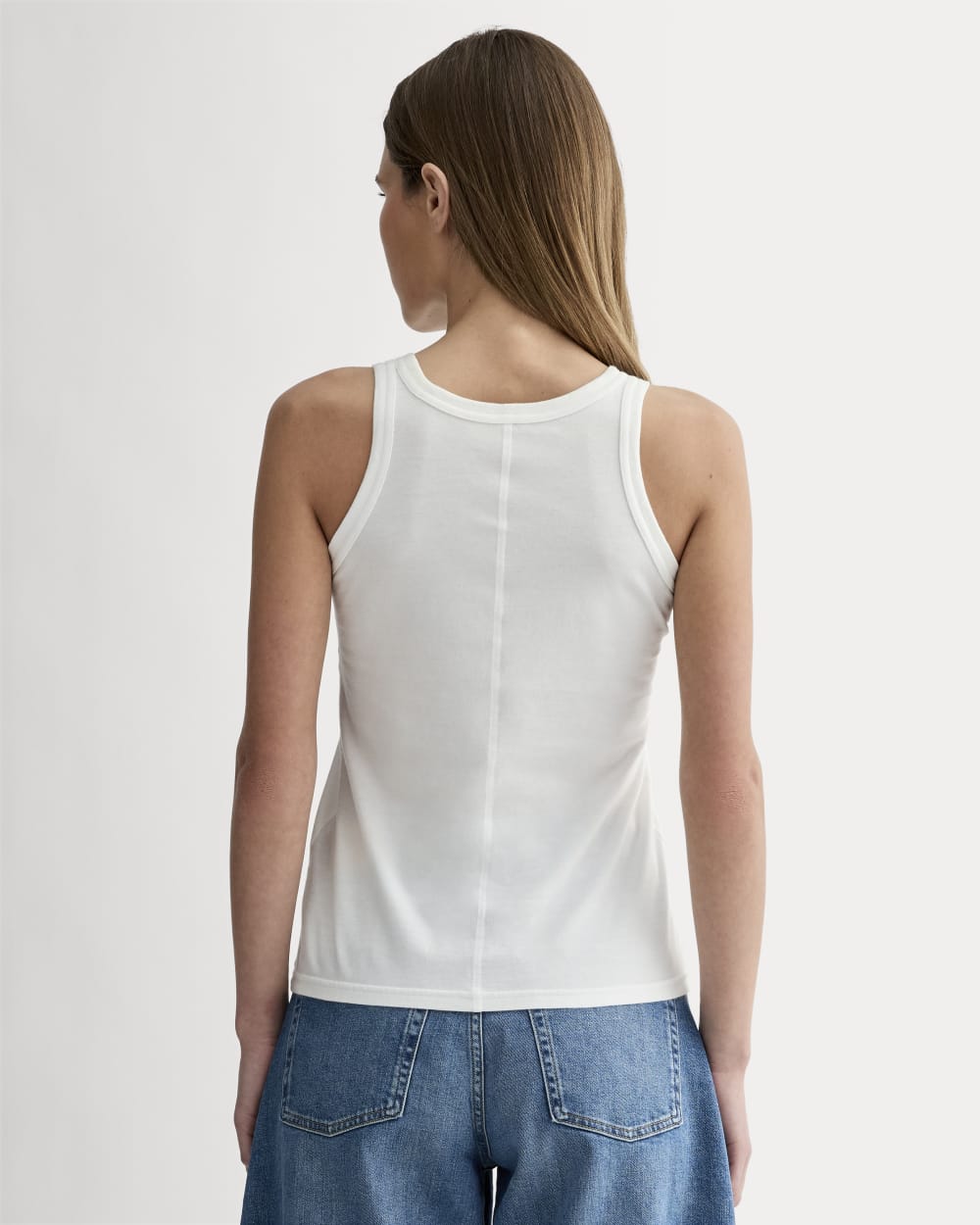 The Tank in Essential Cotton in White — detail view