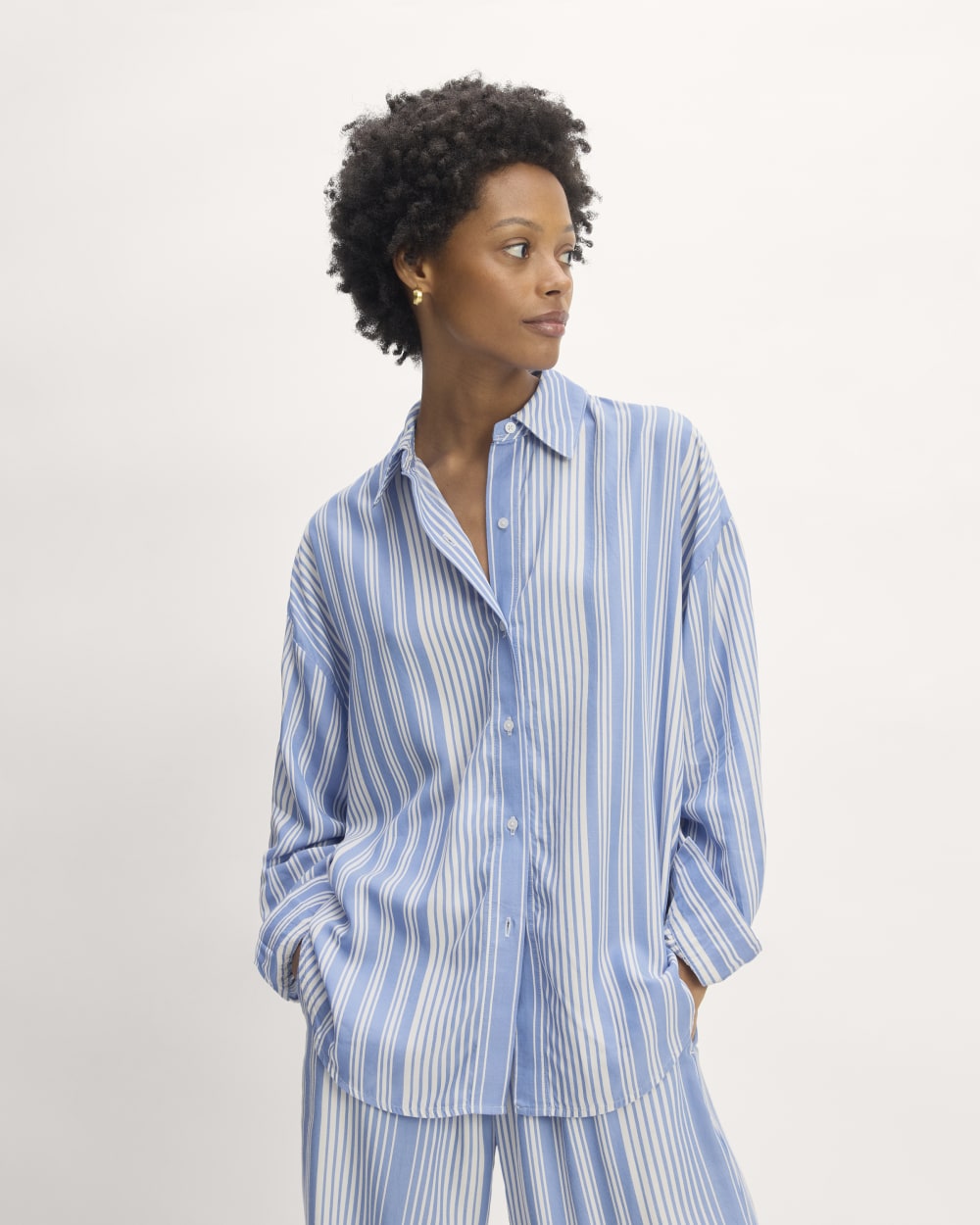 The Oversized Shirt in Butterlite in Granada Sky Blue / Bone — front view