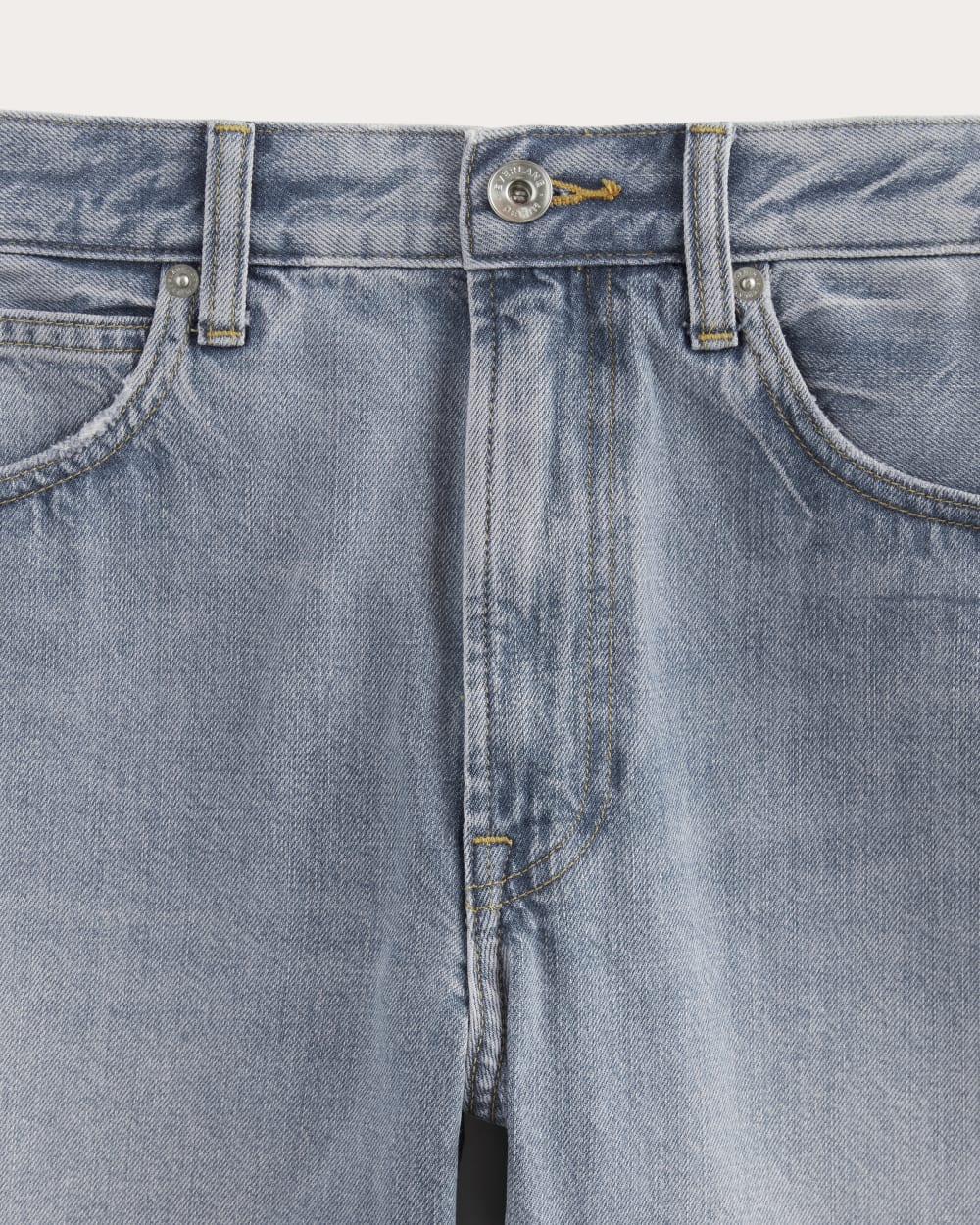 The OG Baggy Jean Short in Light Indigo — detail view