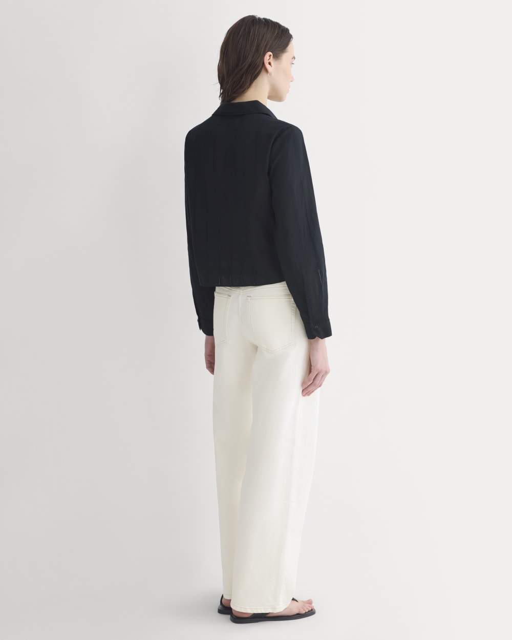 Textured Mini Collar Shirt in Black — detail view