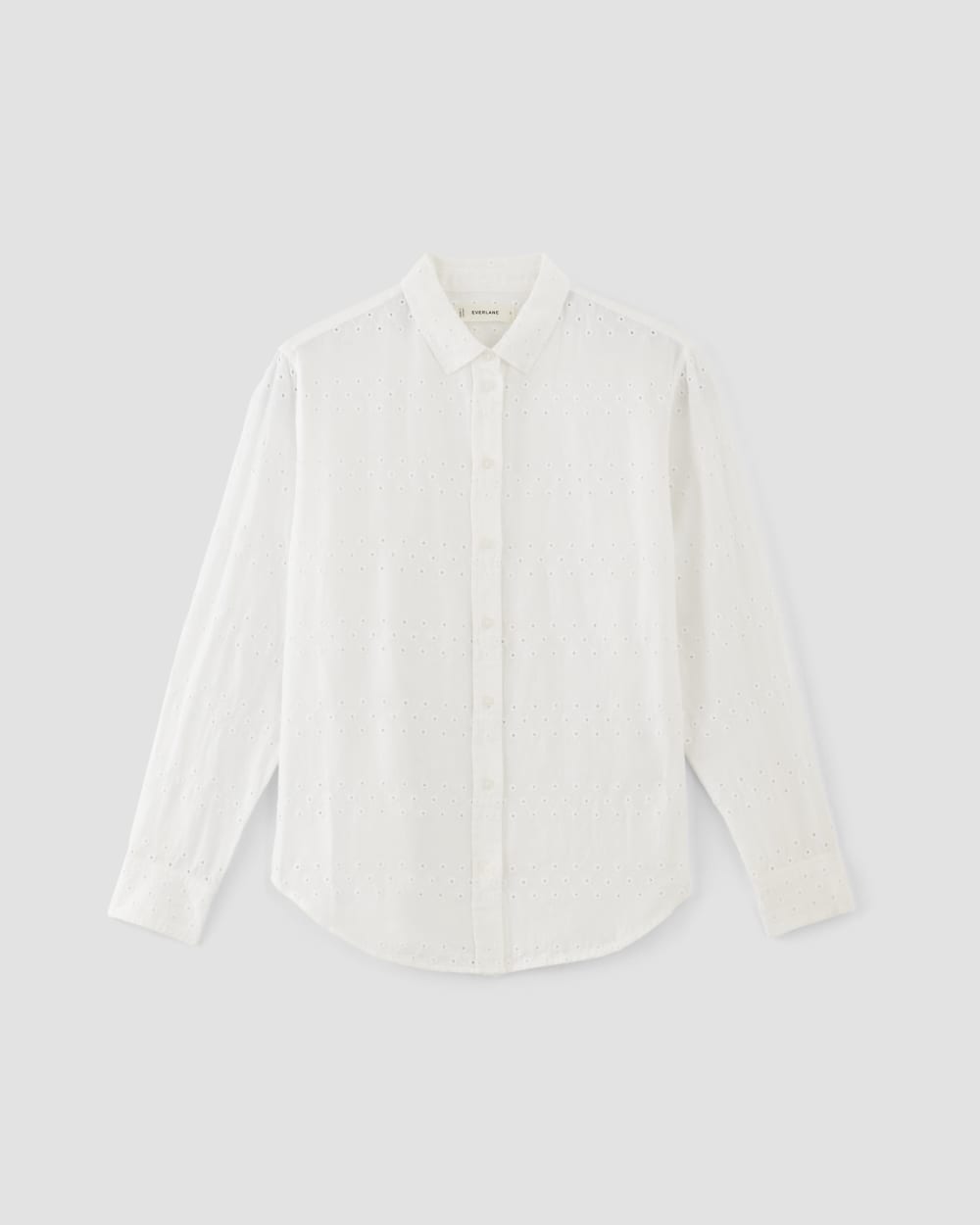 The Linen Eyelet Relaxed Shirt in White Eyelet — alternate view
