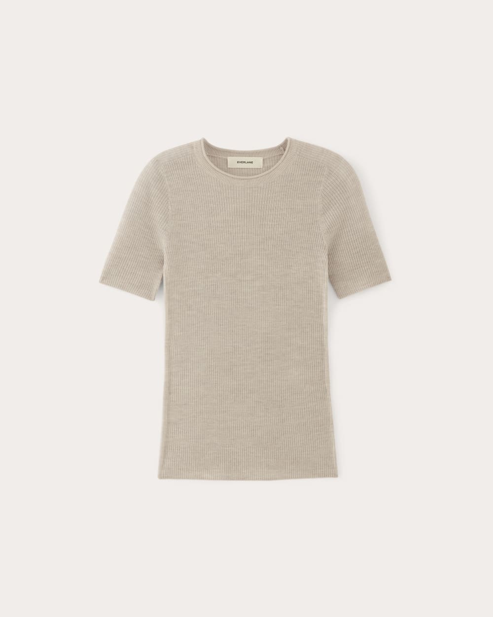The Sweater Tee in Ultrasoft Merino in Heather Oatmeal — alternate view
