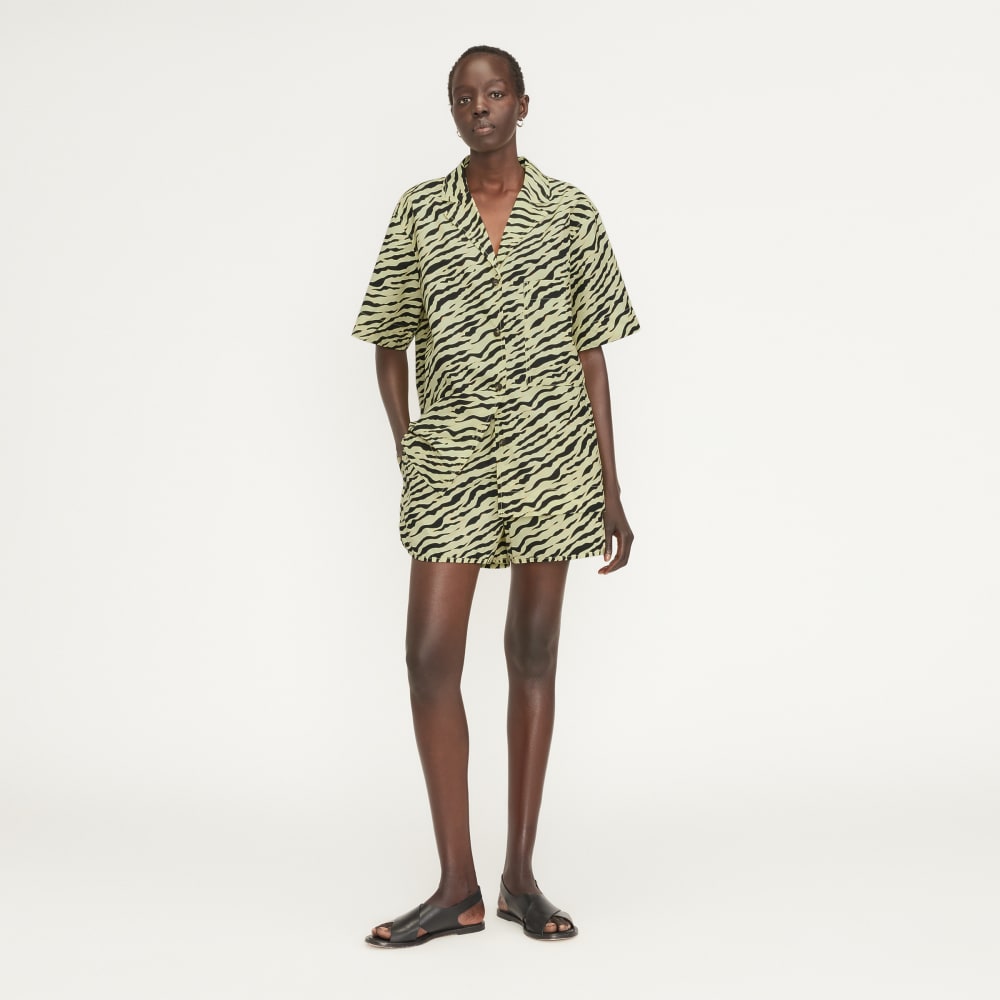 The Poplin Boxer Short in Pale Yellow Tiger Stripe — detail view
