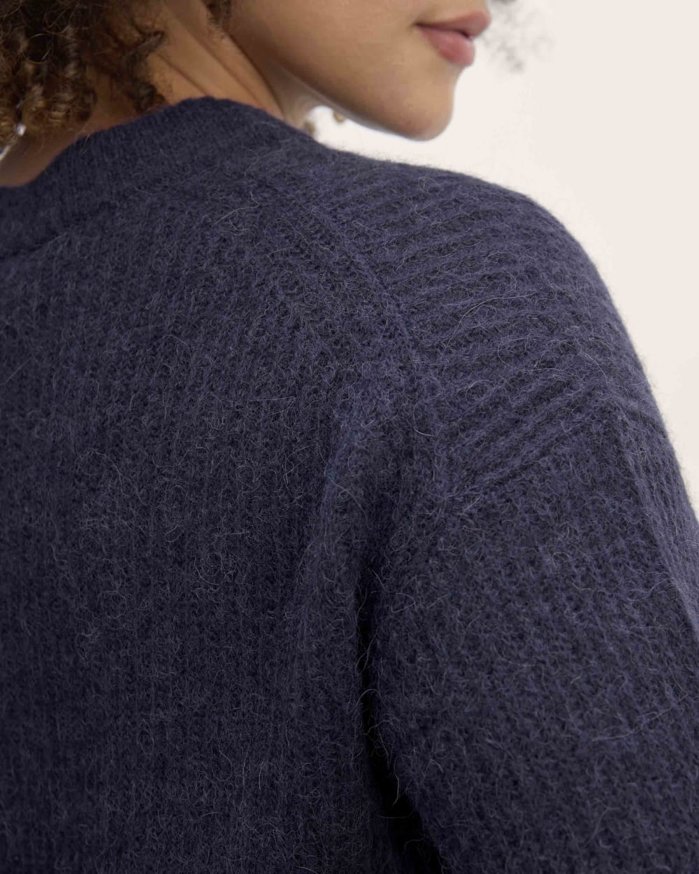 The Cocoon Crew in Alpaca in Navy — detail view