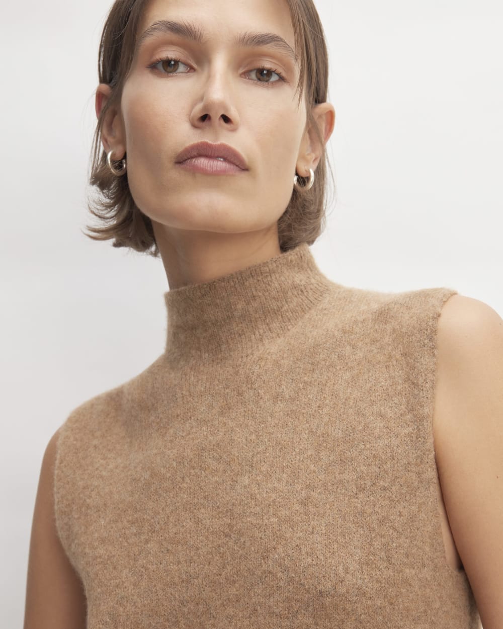 The Cozy-Stretch Sleeveless Midi Dress in Heathered Toasted Coconut — detail view