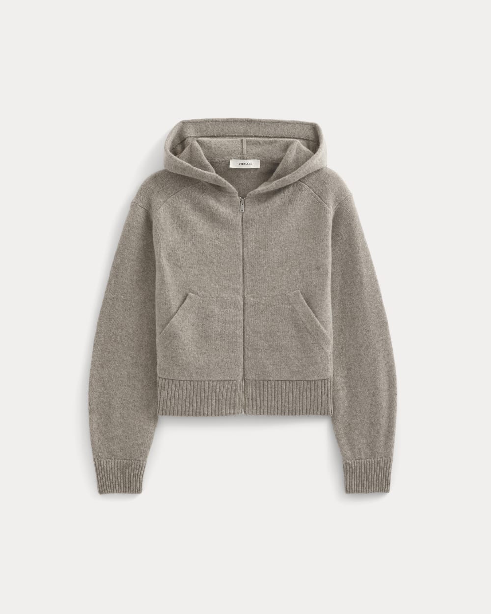 Full-Zip Hoodie in Wool Cashmere in Oatmeal — alternate view