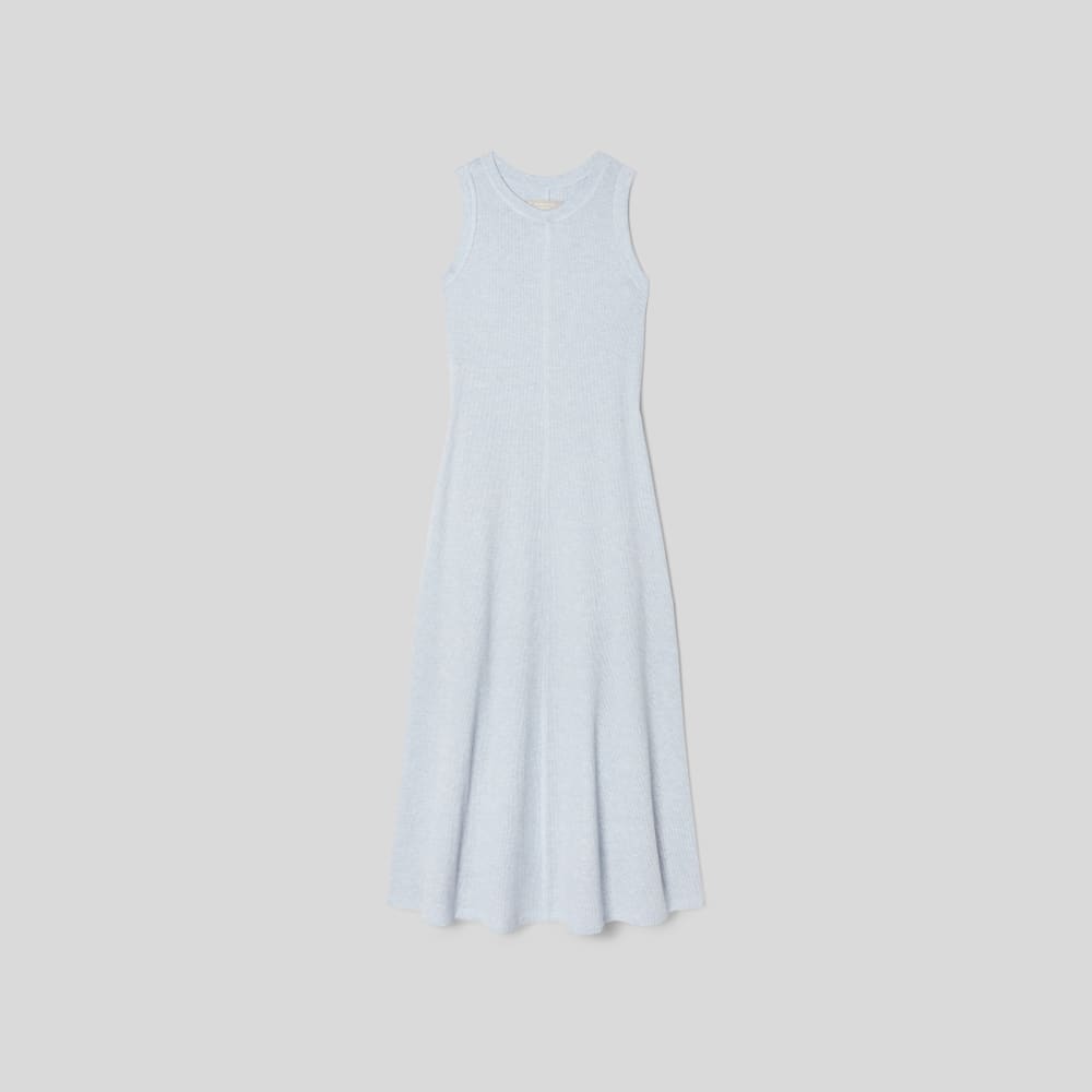 The Organic Cotton Waffle Tank Dress in Heathered Periwinkle — alternate view