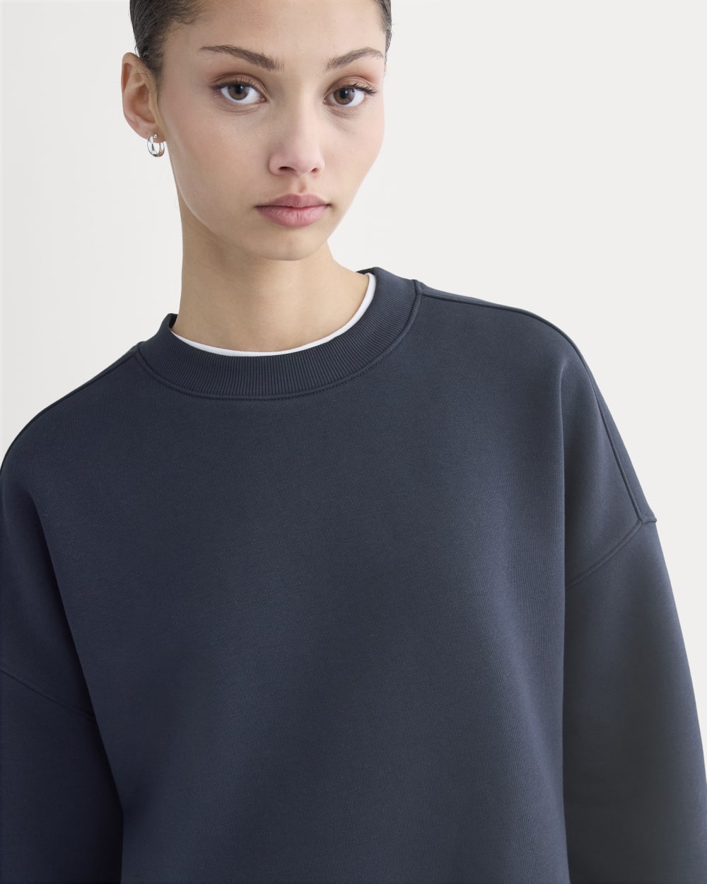 Luxe Fleece Sweatshirt in Navy — detail view